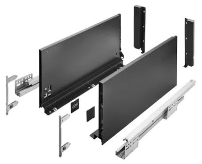 Produktbild von GTV AXIS PRO Schublade, H=200 mm, L=400 mm, Soft-Close, Vollauszug, schwarz (C) – Soft-Close – der Mechanismus lässt die Schublade | Högert Technik