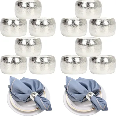 Produktbild von Serviettenringe Silber12 Stück Serviettenringe Weihnachten, für Weihnachten Thanksgiving Hochzeitsfeier Familienessen (12, Silber)