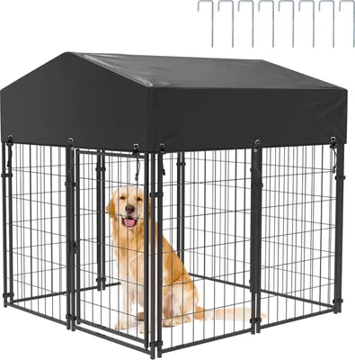 Obrázok produktu pre Klietka pre psov - Vonkajšie klietky pre psov - Vonkajšie klietky pre psov s strechou - Rozmery: 120 x 127 x 126 cm