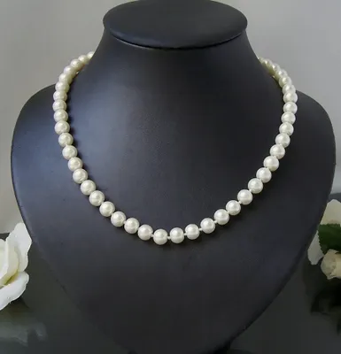Produktbild von Perlencollier creamweiß Kette 46-53cm Collier Halskette Perlen K2229*