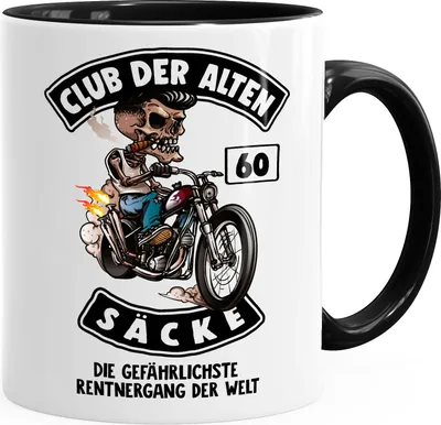 Produktbild von Kaffee-Tasse Club der alten Säcke Geschenk-Tüte Club der alten Säcke für Ältere Geburtstag Männer Moonworks® 60 schwarz unisize