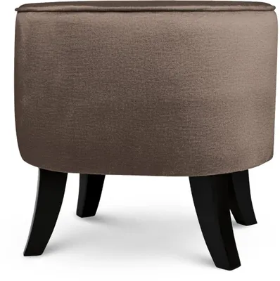 Produktbild von MG Design Ovaler Samt-Hocker 42 x 52 cm in Braun mit Holzbeinen - Gepolsterter Fußhocker für Wohnzimmer oder Schlafzimmer