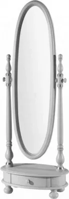 Produktbild von Casa Padrino Luxus Barock Standspiegel Hellgrau / Silber 62 x 37 x H. 169 cm - Ovaler Schlafzimmer Spiegel mit Schublade - Luxus Qualität -  Italy