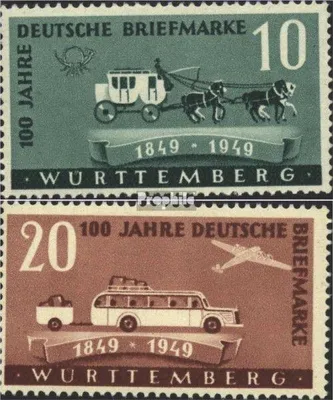 Produktbild von Briefmarken Franz. Zone-Württemberg 1949 Mi 49-50 (kompl.Ausg.) postfrisch 100 Jahre deutsche Briefmarken