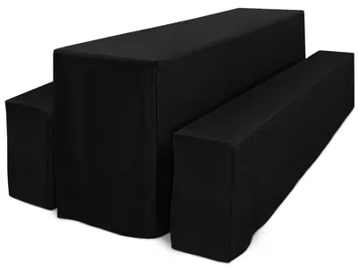 Produktbild von Beautissu 3tlg Biertischhussen Set für Bierzeltgarnitur 220x50cm Schwarz