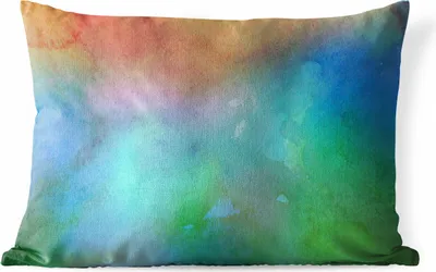 Produktbild von MuchoWow® Outdoor Kissen - Aquarell - Blau - Grün - Rot - 50x30 cm - Wetterfest - Lounge Kissen - Sofa kissen - Wohnzimmer Dekoration