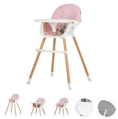 Produktbild von Chipolino Kinderhochstuhl Rio 2 in 1, Kinderstuhl rutschfeste Beine 5-Punkt-Gurt rosa