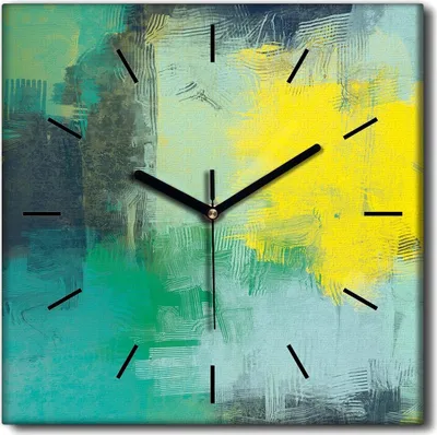 Produktbild von Coloray Uhr auf Leinwand 30x30 cm Wand Uhr Dekoration Wohnzimmer Segeltuch schwarze Hände -Vintage Abstraktion.