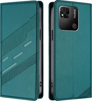 Produktbild von Hülle für Xiaomi Redmi 10A/Redmi 9C, Kunstleder Brieftaschen Handyhülle mit Kartenfach und Standfunktion Grün