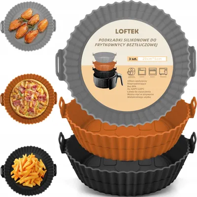 Obrázek produktu pro Silikonová vložka do horkovzdušné fritézy, 3dílná sada, 20 cm, opakovaně použitelná