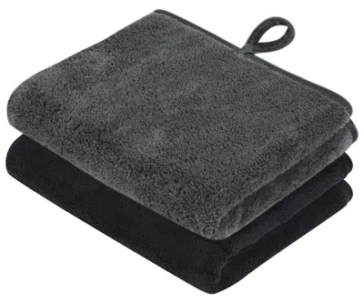 Produktbild von Gästehandtücher Mikrofaser 30x50cm Grau+Schwarz 2 Stück