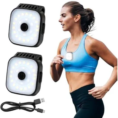 Immagine prodotto di Torcia LED portatile, in 2 pezzi, per esterni, impermeabile, ricaricabile tramite USB, piccola lampada frontale, ideale per jogging, passeggiate, pesca e campeggio