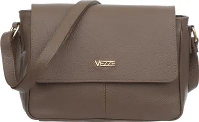 Produktbild von Bafta Handtasche aus italienischem Leder - Magnetverschluss, 4 Fächer, verstellbarer Schulterriemen - Beige Taupe, Goldene Beschläge