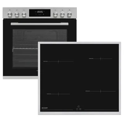 Produktbild von Sharp K-72P19INH-EU Einbau Herdset 60 cm 78 L EEK A Glaskeramik Kochfeld 4 Kochzonen Heißluft Teleskopauszug Edelstahl