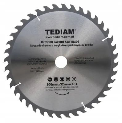 Produktbild von TEDIAM Hartmetall-Sägeblatt Holz 300mm 40Z stark