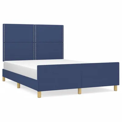 Image de vidaXL Cadre de lit sans matelas bleu 140x200 cm Tissu