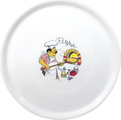 Produktbild von Saturnia Porzellan Pizzateller 31cm mit "Koch"-Verzierung (6 Stück)