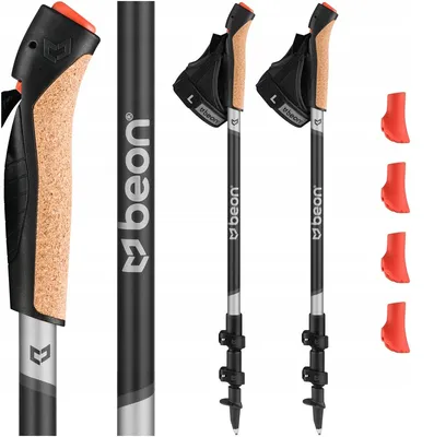 Produktbild von Karbon-Nordic-Walking-Stöcke Faltbar Mit Korkgriff Kohlefaser Beon NX6 Carbon