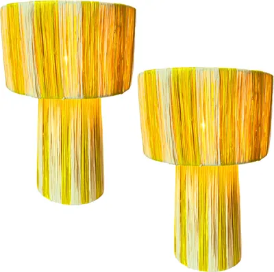 Image de lot de 2 lampes de table décoratives Boho Morjana Beige Jaune