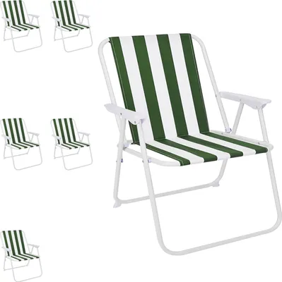 Produktbild von 6er Set Campingstuhl Grün/Weiß gestreift
