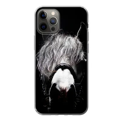 Produktbild von MuchoWow® Handyhülle Schutzhülle Hülle für iPhone 13 Pro Pferd - Porträt - Schwarz - Weiß Silikon Softcase Handy Hülle - Handy-Tasche
