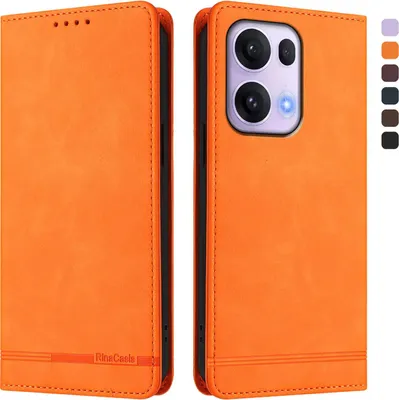 Obrázek produktu pro Pouzdro pro Oppo Reno13 Pro 5G, retroPolyuretankožené flip pouzdro s stojánkem a přihrádkami na karty Pomerančový