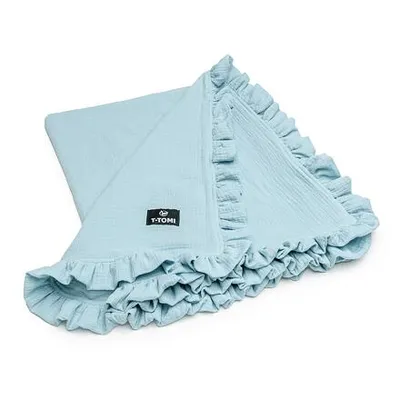 Produktbild von Weiche und atmungsaktive Musselin Babydecke mit Rüsche 80x100 cm für Neugeborene