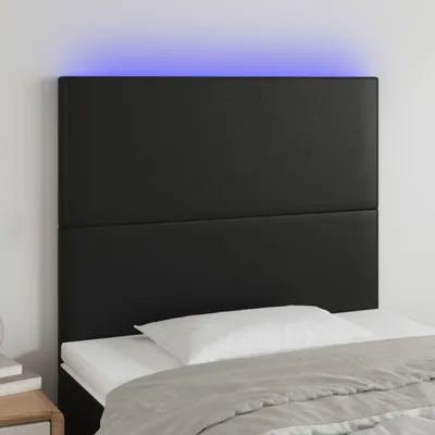 Image de vidaXL LED Tête de lit noir 90x5x118/128 cm similicuir - LED Tête de lit - LED Têtes de lit - Tête de lit