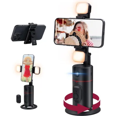Produktbild von Smartphone Stativ mit Face Tracking 360° Rotation, LED-Licht & Selfie Stick
