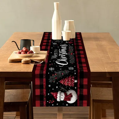 Obrázek produktu pro Běžící dekorace na stůl, vánoční, zimní motiv, 40x100 cm, sněhulák, "Veselé Vánoce"
