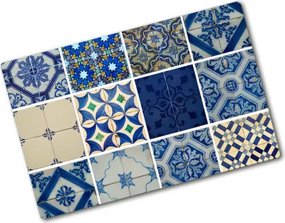 Produktbild von Tulup Glas Herdabdeckplatte - 80x52 cm - Glaskeramikkochfeld-Abdeckung Spritzschutz Glasabdeckplatte - Einteilig - Kunst: Modern & Klassisch - Fliesen - Blau