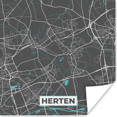 Produktbild von MuchoWow® Poster Karte - Stadtplan - Hirsch - Deutschland - Blau 50x50 cm - Wohnzimmerdekoration