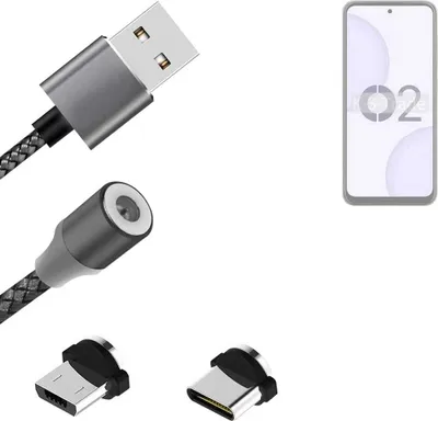 Produktbild von K-S-Trade Hochwertiges Magnet-Lade-kabel Sync-Kabel Daten-Kabel für Lava O2 mit USB-Typ-C-Anschluss und Micro-USB-Anschluss 2A bis zu 480mbps