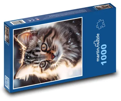 Obrázok produktu pre Puzzle 1000 Zvedavé mačiatko v snehu - martinpuzzle