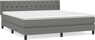 Image de vidaXL Lit boxspring avec matelas gris foncé 160x200 cm Tissu