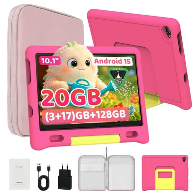 Produktbild von Kinder Tablet 10.1 Zoll, 128GB, 20(3+17)GB RAM, Kindersicherung, HD 1280x800, mit Tasche