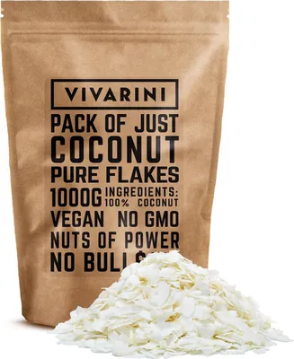 Zdjęcie produktu dla Vivarini – płatki kokosowe 1 kg – w 100% naturalne, bez GMO, delikatne, pyszne – zdrowa przekąska do musli, deserów, sałatek i wypieków – Sri Lanka
