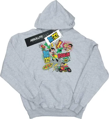 Image de DC Comics - "Teen Titans Go" Sweat à capuche pour homme BI19520 (5XL) (Gris)