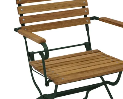 Produktbild von DEGAMO Gartenstuhl Armlehnensessel Klappsessel PASSAU, Flachstahl dunkelgrün + Robinie, klappbar, mit Armlehnen