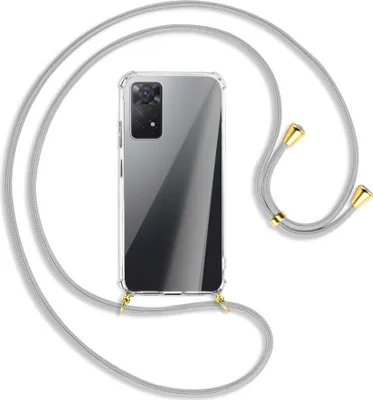 Produktbild von Handykette Backcover-Schutzhülle mit Band (Metall goldfarben) für Xiaomi Redmi Note 11 Pro 4G/5G (EU) - silbergrau