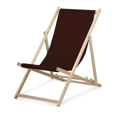 Image de Chaise longue - unicolore - marron - pliable - en bois de hêtre - supporte jusqu'à 95kg - dossier réglable en 3 positions - Chaise longue de plage