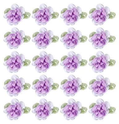 Mini-Satinrosen 20 Stück, 2,5 cm, Lila/Weiß, DIY-Bastelblumen
