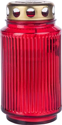 Produktbild von Grablicht-Glas mit Kerze, rot, Höhe 17 cm, Brenndauer 26 h
