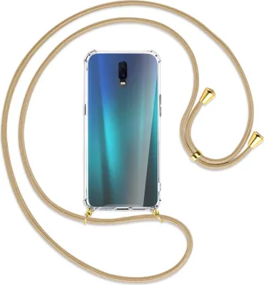 Produktbild von Handykette Backcover-Schutzhülle mit Band (Metall goldfarben) für Oppo R17 / RX17 - caramel