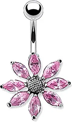 Produktbild von Bauchnabelpiercing Blüte Blume Flower Strass Zirkonia Kristall Autiga® rosa