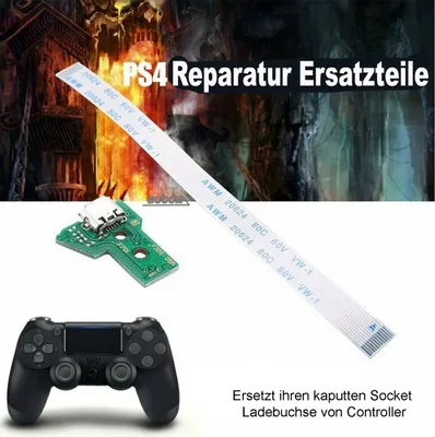 Produktbild von 12 PIN Strom Lade Buchse Charger Port JDS-055 mit Kabel für Sony Playstation PS4 Controller