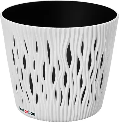 Produktbild von KOTARBAU® Blumentopf 225x190mm Weiß 3D Welleneffekt Wüstensand Rund mit Innentopf