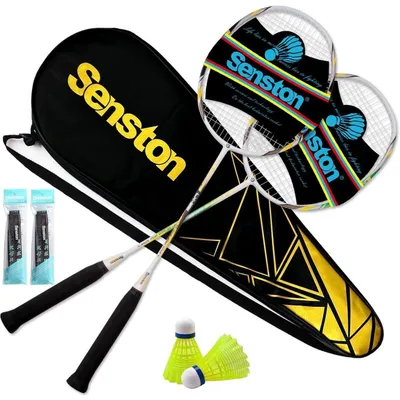 Productafbeelding van Badmintonset voor 2 personen, met racket tas, in de kleuren geel en groen