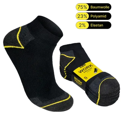Produktbild von Herren Arbeitssocken (5/10 oder 20 Paar) WORK Sneaker Socken Baumwolle 5 Paar 43 - 46 Schwarz