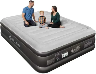 Productafbeelding van Luchtmatras voor 2 personen, 203 x 152 x 46 cm, zelfopblazend luchtbed met geïntegreerde elektrische luchtpomp